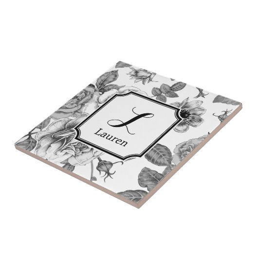 Zwart-wit roodpatroon tegeltje (Zijkant)