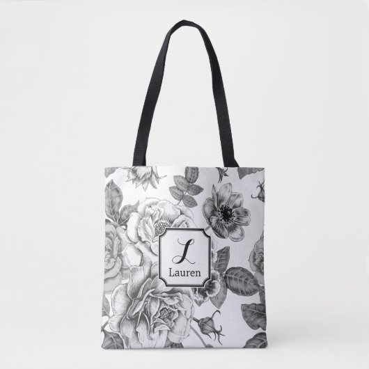 Zwart-wit roodpatroon tote bag (Voorkant)