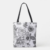 Zwart-wit roodpatroon tote bag (Achterkant)