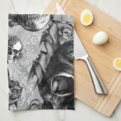 Zwart-wit roodschedel, met de hand getekend. theedoek (Quarter Fold)