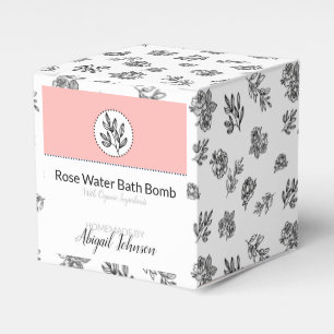 Zwart & wit roos bladeren lijn kunst bad bom doos bedankdoosjes