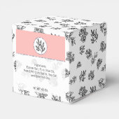 Zwart & wit roos bladeren lijn kunst bad bom doos bedankdoosjes (Achterkant)