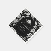 Zwart Wit Roos Bloemenboog 30e Verjaardagsfeest Servet (Hoek)