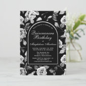 Zwart Wit Roos Bloemenboog Quinceanera Kaart (Staand voorkant)