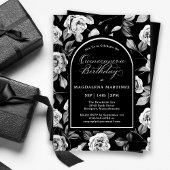 Zwart Wit Roos Bloemenboog Quinceanera Kaart