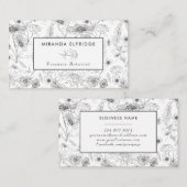 Zwart wit roos botanisch visitekaartje (Voorkant / Achterkant)