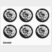 Zwart wit Roos | Elegant Ronde Sticker (Vel)