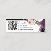 Zwart Wit  Roos Floral Modern Persoonlijk QR Mini Visitekaartje (Achterkant)