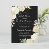  zwart wit Roos Floral Vrijgezellenfeest Kaart (Staand voorkant)