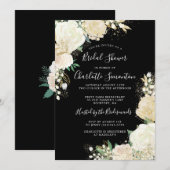  zwart wit Roos Floral Vrijgezellenfeest Kaart (Voorkant / Achterkant)