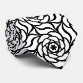 Zwart wit Roos florale lijnkunst naadloos patroon Stropdas (Opgerold)