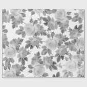  zwart wit roos floreel patroon cadeaupapier (Vlak)
