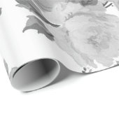  zwart wit roos floreel patroon cadeaupapier (Rol Hoek)