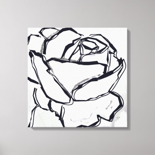 Zwart Wit Roos Flower Abstracte kunst minimalist Canvas Afdruk (Voorkant)