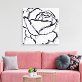Zwart Wit Roos Flower Abstracte kunst minimalist Canvas Afdruk (Insitu (Woonkamer))