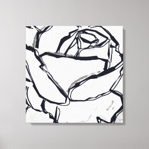Zwart Wit Roos Flower Abstracte kunst minimalist Canvas Afdruk