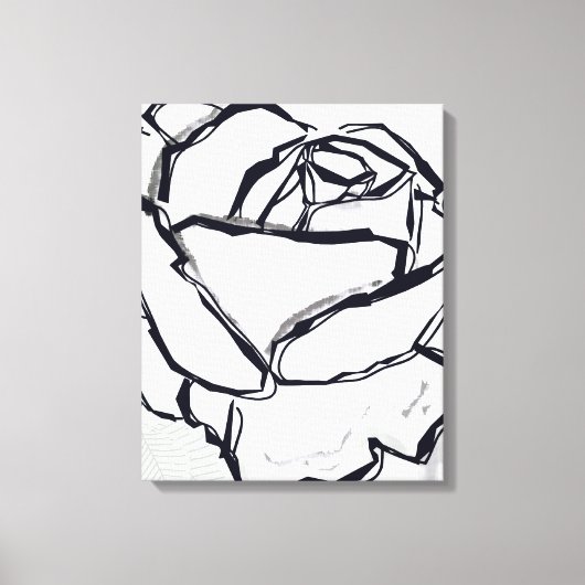 Zwart Wit Roos Flower Abstracte kunst minimalist Canvas Afdruk (Voorkant)