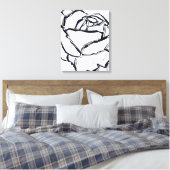 Zwart Wit Roos Flower Abstracte kunst minimalist Canvas Afdruk (Insitu (Slaapkamer))