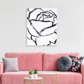 Zwart Wit Roos Flower Abstracte kunst minimalist Canvas Afdruk (Insitu (Woonkamer))