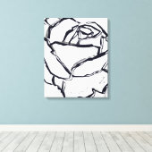 Zwart Wit Roos Flower Abstracte kunst minimalist Canvas Afdruk (Insitu (Houten vloer))