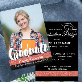 Zwart wit Roos Glitter | Foto-Afstuderen Kaart