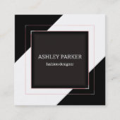 Zwart-wit Roos Gold Lijst Vierkante Visitekaartje (Voorkant)
