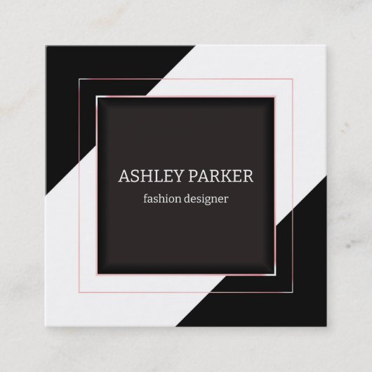 Zwart-wit Roos Gold Lijst Vierkante Visitekaartje (Voorkant)