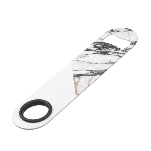 Zwart wit Roos Gold Marble Geometric Triangles Speed Flessenopener (Achterkant Gekanteld)