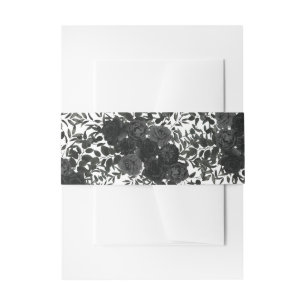 Zwart wit Roos Gothic Elegant Wedding Uitnodigingen Wikkel