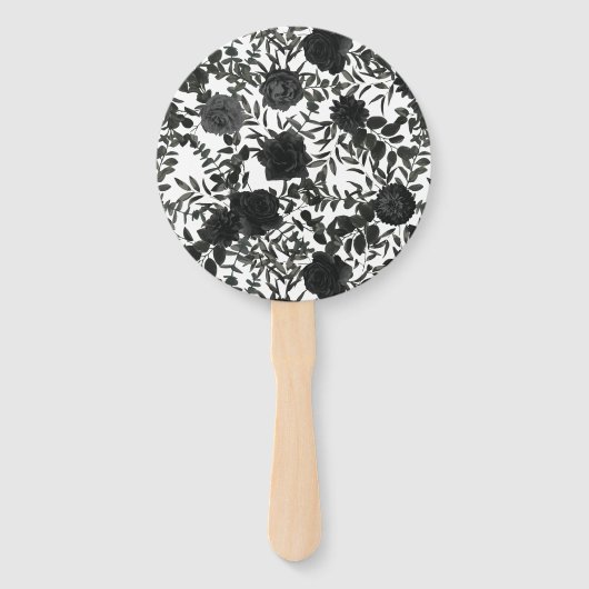 Zwart Wit Roos Gotische bruiloft Handwaaier (Achterkant)