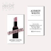 Zwart wit Roos gouden lippenstift make-up artiest Visitekaartje