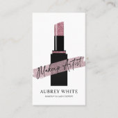 Zwart wit Roos gouden lippenstift make-up artiest Visitekaartje (Voorkant)