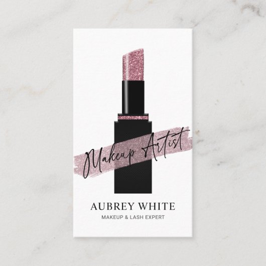 Zwart wit Roos gouden lippenstift make-up artiest Visitekaartje (Voorkant)