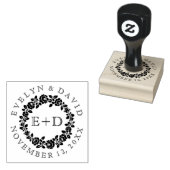 Zwart wit roos met  monogram bruiloft rubberstempel (Gestempeld)