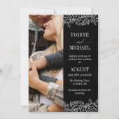 Zwart wit Roos omlijnt dubbelzijdige foto Kaart (Voorkant)