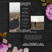 Zwart wit Roos omlijnt dubbelzijdige foto Kaart