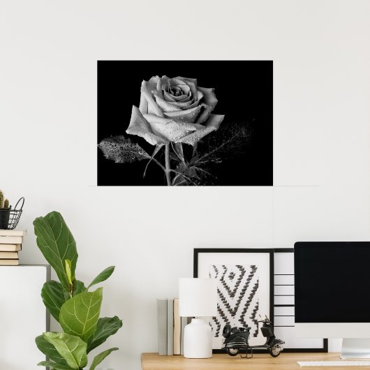 Zwart wit Roos Poster (Thuiskantoor)