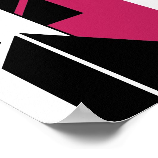 Zwart wit Roos Rood Abstract geometrisch ontwerp Poster (Hoek)