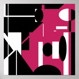 Zwart wit Roos Rood Abstract geometrisch ontwerp Poster