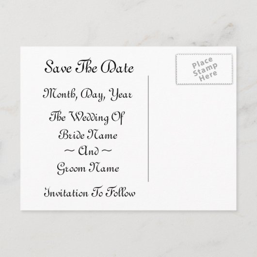 Zwart Wit Roos Save the Date Briefkaart (Achterkant)