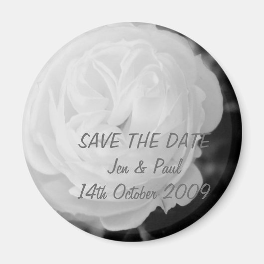 Zwart & Wit Roos - Save The Date Magneet (Voorkant)
