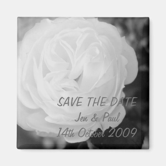 Zwart & Wit Roos - Save The Date Magneet (Voorkant)
