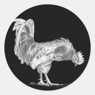 Zwart-wit Rooster stickers