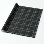 Zwart wit rooster Tartan Plaid Cadeaupapier (Uitgerold)