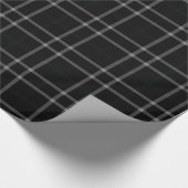 Zwart wit rooster Tartan Plaid Cadeaupapier (Hoek)