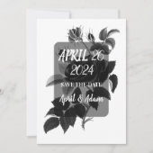 Zwart-wit Rose Botanical Save the Date Kaart (Voorkant)