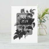 Zwart-wit Rose Botanical Save the Date Kaart (Staand voorkant)