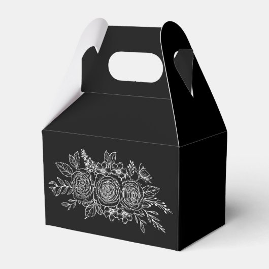 Zwart-wit Rose bruiloft Bedankdoosjes (Achterkant)