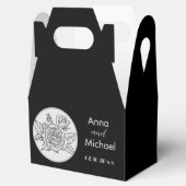 Zwart-wit Rose bruiloft Bedankdoosjes (Geopend)