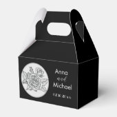 Zwart-wit Rose bruiloft Bedankdoosjes (Voorkant Zijde)